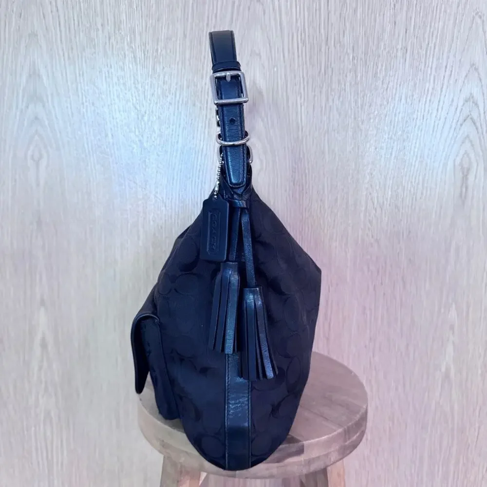 Coach Black on Black Logo Legacy Signature Courtenay Hobo shoulder Bag